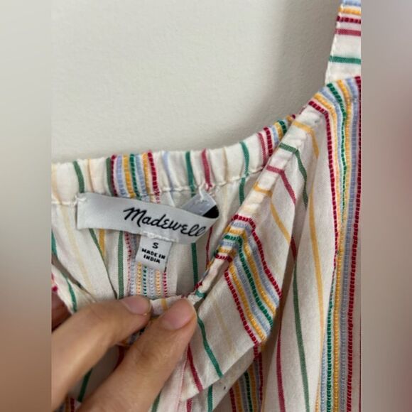 Madewell Button-Front Cami Tank in Textural Rainbow Stripe - Picture 6 of 10